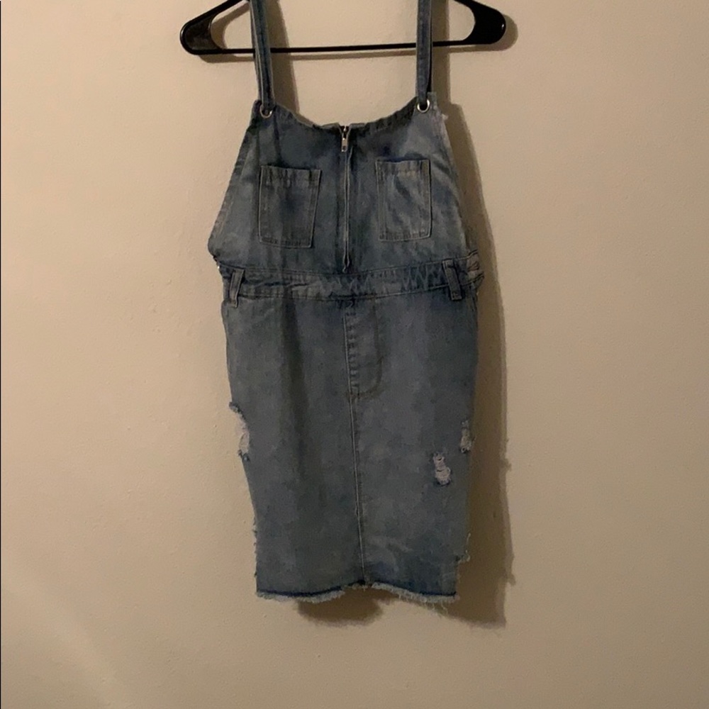 Distressed Denim Overall Dress